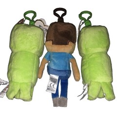 Minecraft Plush Lot Of 2 Clip on Steve and 2 Creepers Officially licensed￼