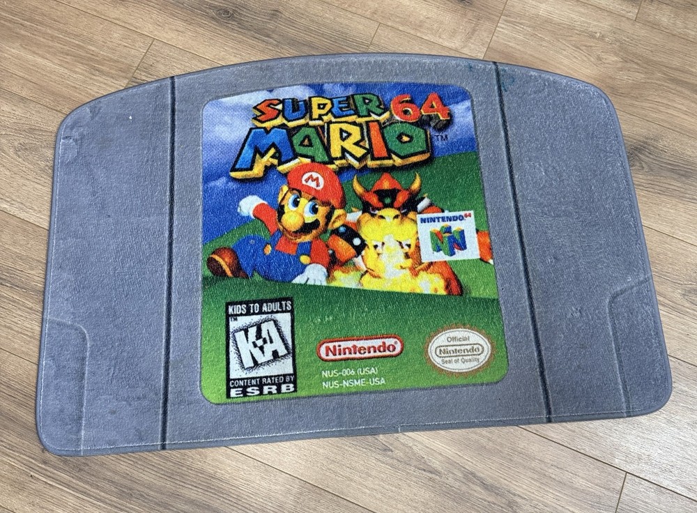 Super Mario 64 N64 Cartridge Shaped Rug/Floor Mat 34″x24″