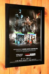 Tomb Raider Definitive Edition X Thief PS4 Promo Rare Small Poster / Ad Framed