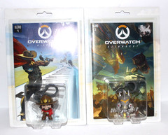 NEW OVERWATCH McCree + Reinhardt Comic Book & Action Figure lot Backpack Hanger