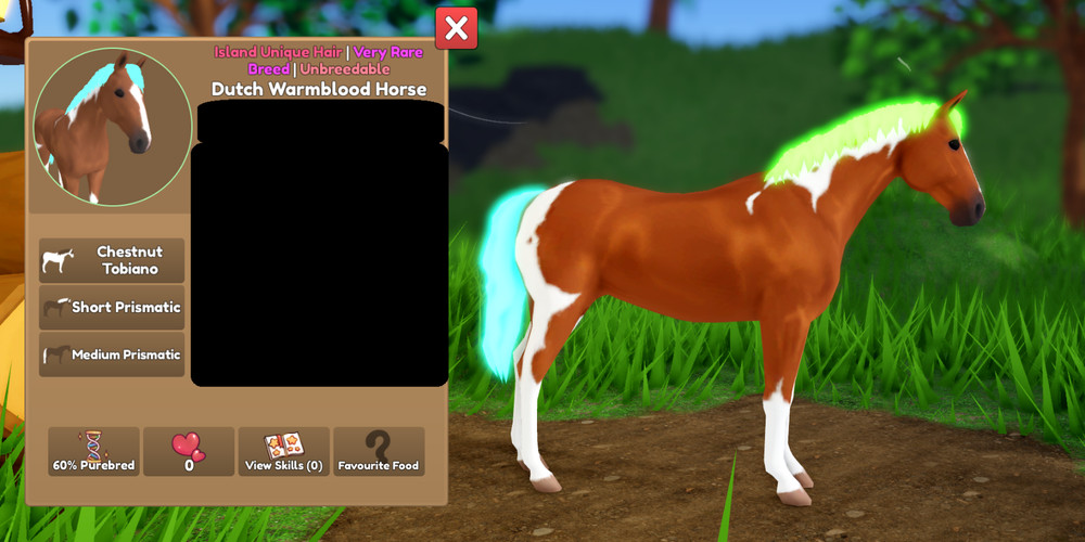 Wild Horse Islands-Roblox – Dutch Warmblood Island Unique Hair IUH Prismatic