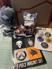 RARE Lot Of Blizzard Overwatch -2 Blind Bags, 1 Magnet Set,1 Button Set, 1 Plush