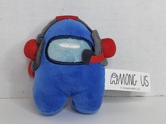 Among Us 3-inch Blue Crewmate With Red Earphones Plush Backpack Hanger