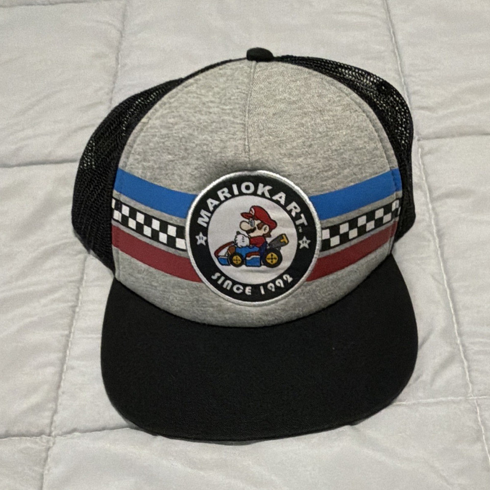 KidsNintendo Mario Kart Mario Trucker Snapback Hat Adjustable 1992 Video Game