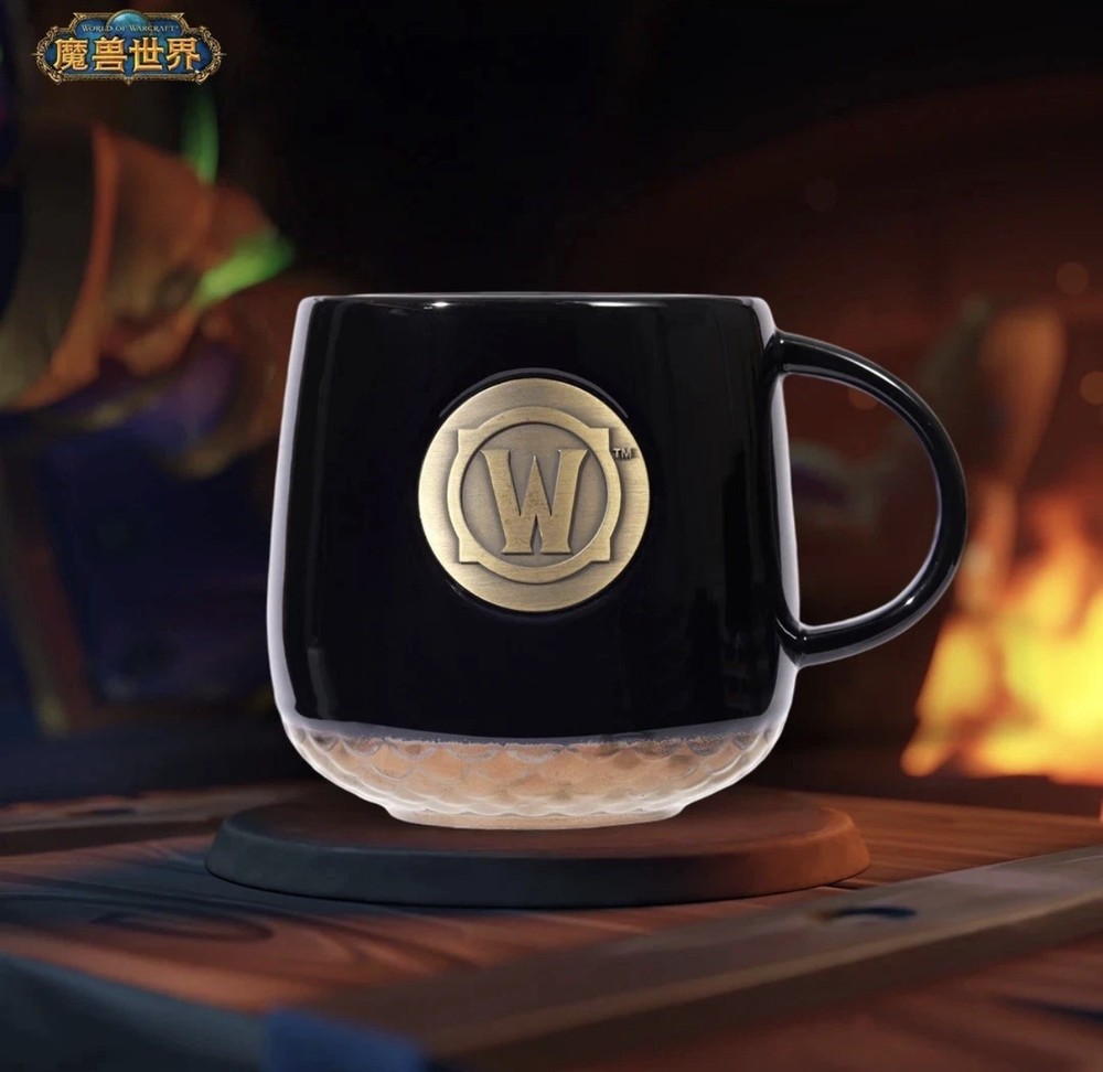 Blizzard Official World of Warcraft Logo Embossed Copper Medallion Ceramic Mug