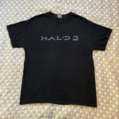 Halo 2 Black Graphic T-Shirt Size Large Authentic Genuine Y2K Promo