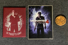 RARE Uncharted 4: A Thief’s End Promo Collectibles Set Of 3 Magnet Sticker & Pin
