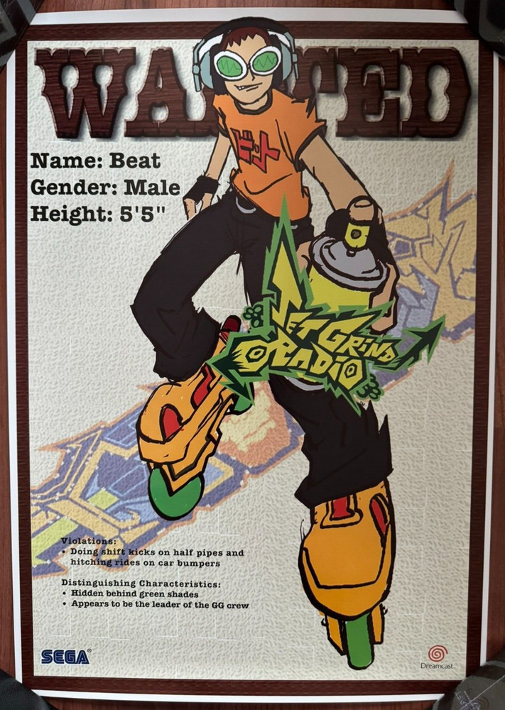 Jet Grind Radio Sega Dreamcast 4 Promo Poster Set ~ Vintage 2000 ~ 20″x14″