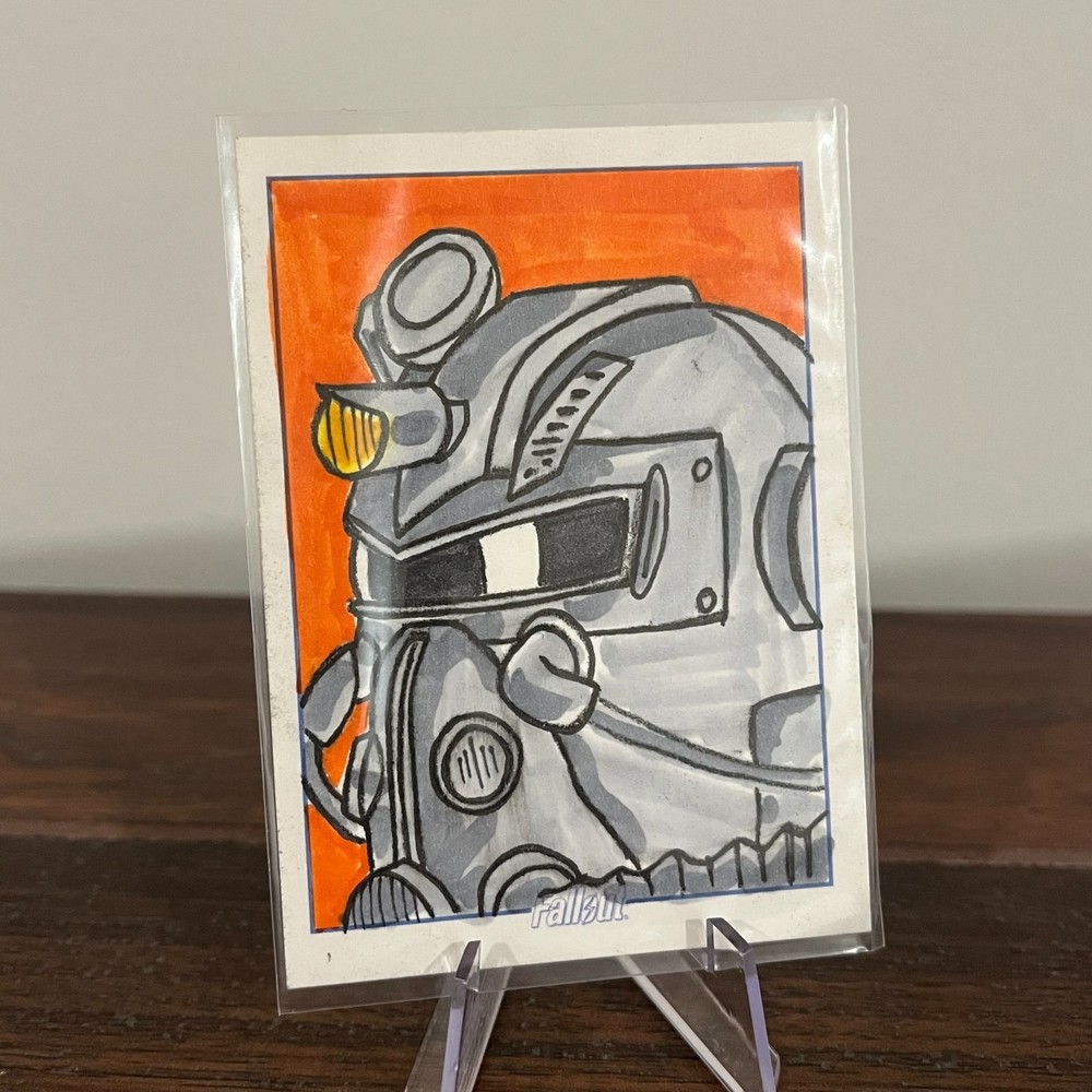 Fallout Dynamite Trading Cards Hidden Vault T-51 Power Armor Sketch Card Signed