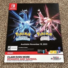 Pokemon Brilliant & Shining Pearl Poster Gamestop Store Display 24 X 28”!