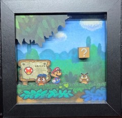 Paper Mario 64: Adventure Begins! Handmade Papercraft Shadow Box 2.5D Fan Art