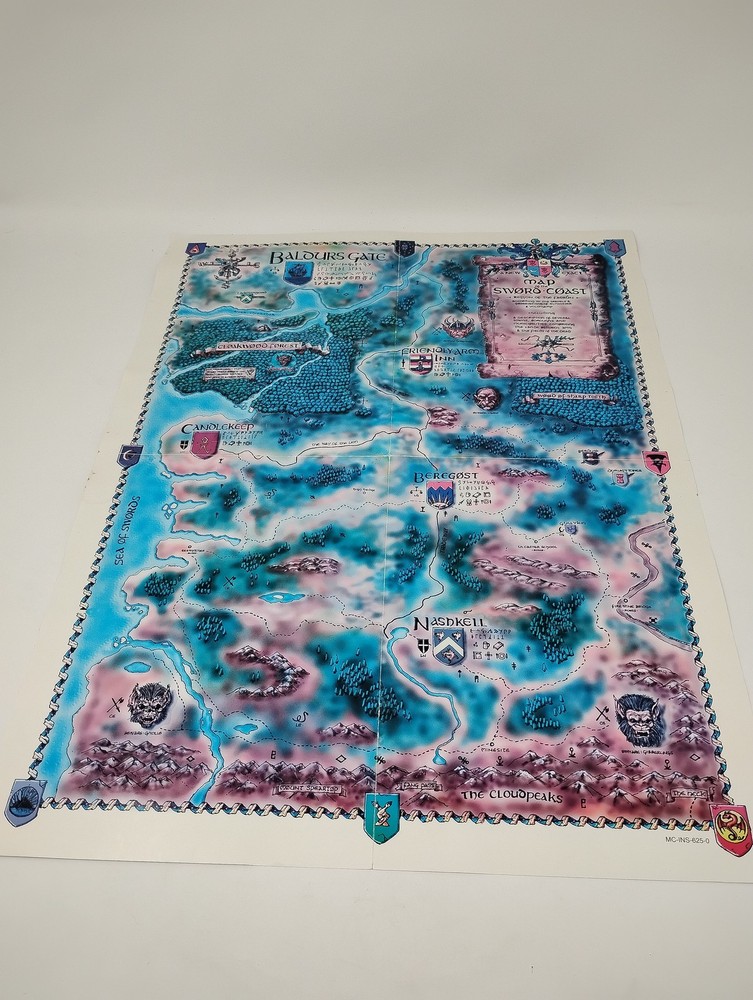 Vintage 1998 BioWare Baldur’s Gate Sword Coast PC Game Map MC-INS-625-0 Poster