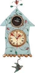 Enesco Allen Designs Birdhouse with Flowers Cuckoo Wall Clock – Multicolor