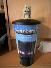 Minecraft Movie Dennis Tamed Wolf Dog Blue with Black Lid Travel Tumbler