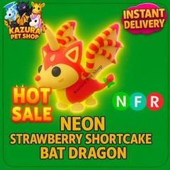 🍓Combo Neon Strawberry Shortcake+Chocolate Chip Bat Dragon–Vaulted Pets|Trusted