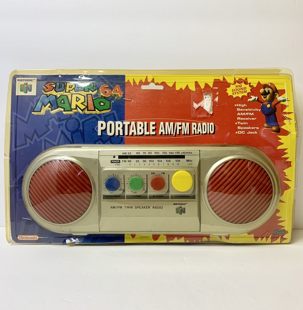1998 Super Mario 64 AM/FM Portable Radio Nintendo N64 SUPER RARE Cracked Plastic