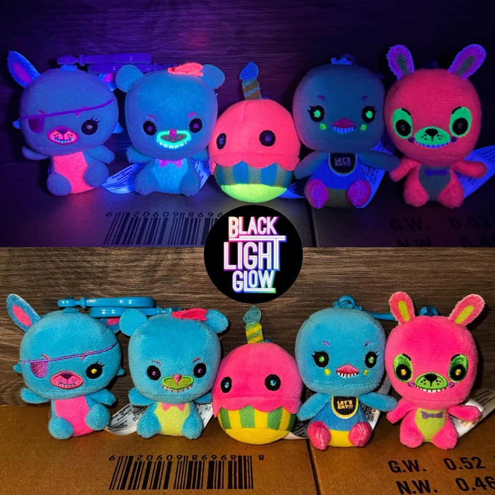 Five Nights at Freddy’s Funko Mystery Mini Blacklight Plush Keychains Lot FNaF